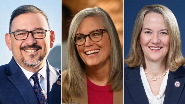 From left, Secretary of State Adrian Fontes, Gov. Katie Hobbs and Attorney General Kris Mayes are leading their reelection bids, according to a new poll of likely Arizona voters. (Campaign photos via Facebook)