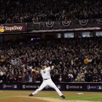 New York Yankees' Mariano Rivera throws during the ninth inning of Game 6 of the Major League Baseball World Series against the Philadelphia Phillies Wednesday, Nov. 4, 2009, in New York. (AP Photo/Elise Amendola)
