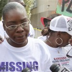 Jerice Hunter, left, the mother of missing 5-year-old Jahessye Shockley, pauses before answering a question, as relative, Brenda Hunter, wipes her eyes, during a news conference to bring awareness about the missing child at the Arizona Capitol, Monday, Oct. 24, 2011, in Phoenix. Jahessye Shockley has been missing since Oct. 11 after police believe she wandered from her apartment in Glendale while her mother was running an errand. The girl's three older siblings were the last to see her. (AP Photo/Ross D. Franklin)