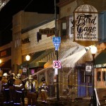 Firefighters put out a fire at the Bird Cage 
Saloon on historic Whiskey Row, Tuesday night 
May 8, 2012 in Prescott, AZ. Smoke and fire 
spread from the rooftops of the Bird Cage 
Saloon, Pearl's Place Cafe and Prescott Food 
Store. (AP Photo/Rob Schumacher, Arizona 
Republic)