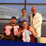 New parents Daniel Zimmer and Jennifer Bromley with doctors Greg Martin and Jordan Perlow at Banner Good Samaritan Medical Center.