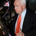 Sen. John McCain speaks to hosts Mac Watson and Larry Gaydos (both not pictured) during an appearance on News/Talk 92.3 KTAR's Mac & Gaydos on Thursday, Oct. 24, 2013 in Phoenix. (KTAR Photo/Carter Nacke)
