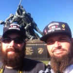 Veterans Chris Liby and Jason McGowan visit the Iwo Jima Memorial in Washington on Nov. 11, 2013. (KTAR Photo/Holliday Moore)