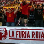 La Furia Roja cheers at the Phoenix Sports Complex. (KTAR Photo/Carter Nacke)
