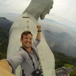 Lee Thompson snaps a picture of himself on top of one of the arms of the 130-foot-tall Christ the Redeemer statue in Rio de Janeiro. (Twitter photo/@theflashpack)