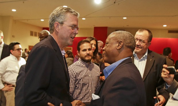 Republican presidential candidate, former Florida Gov. Jeb Bush, greets supporters at a Central Flo...