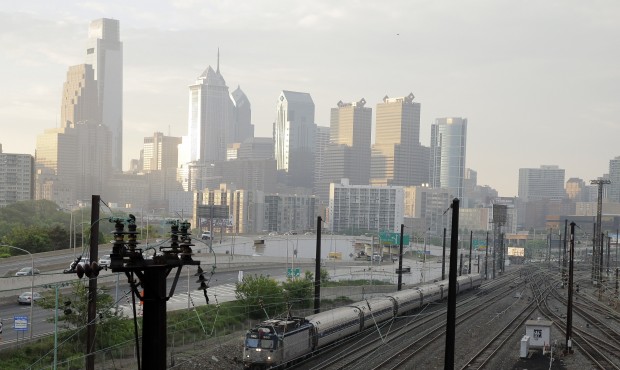 An Amtrak train travels northbound from 30th Street Station, Monday, May 18, 2015 in Philadelphia. ...