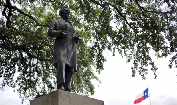 A statue of Jefferson Davis is seen on the University of Texas campus, Tuesday, May 5, 2015, in Aus...