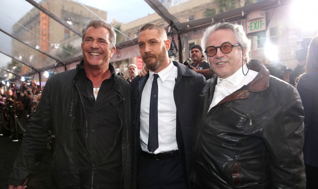 FILE – In this May 7, 2015 file photo, Mel Gibson, from left, Tom Hardy and director/producer...