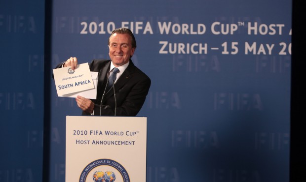 This image released by Screen Media Films shows Tim Roth as Sepp Blatter in a scene from “Uni...