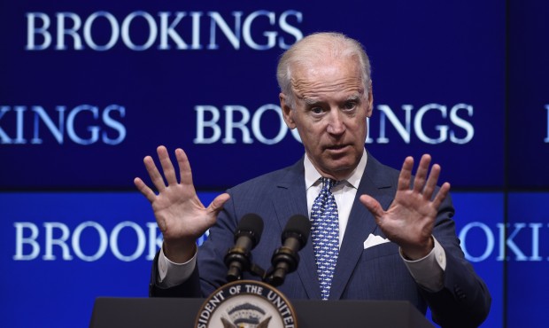Vice President Joe Biden speaks about the conflict in Ukraine, Wednesday, May 27, 2015, at the Broo...