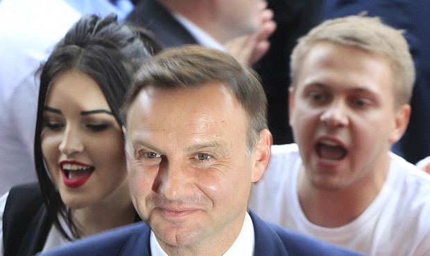 Andrzej Duda, Presidential candidate of Law and Justice right wing opposition party, arrives to tak...
