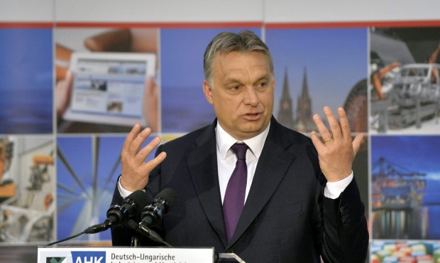 Hungarian Prime Minister Viktor Orban addresses the annual meeting of the German-Hungarian Chamber ...
