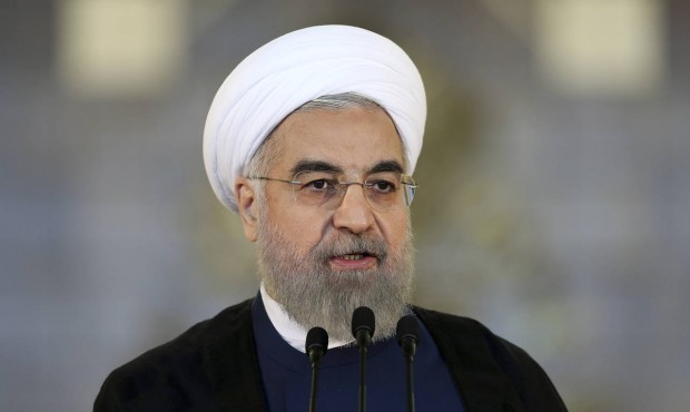 Iran’s President Hassan Rouhani addresses the nation in a televised speech after a nuclear ag...