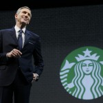 FILE - In this March 18, 2015 file photo, Starbucks CEO Howard Schultz speaks at the coffee company's annual shareholders meeting in Seattle. Starbucks will report earnings Thursday April 23, 2015.  (AP Photo/Ted S. Warren, File)