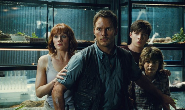 This photo provided by Universal Pictures shows, Bryce Dallas Howard, from left, as Claire, Chris P...