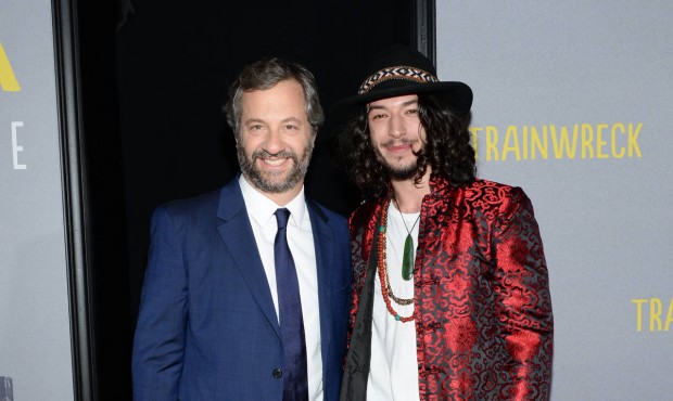 n Director/producer Judd Apatow, left, and actor Ezra Miller attend the world premiere of “Tr...