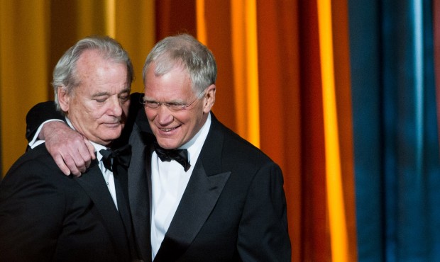 FILE – In this March 26, 2011 file photo, Bill Murray, left, and David Letterman appear at th...