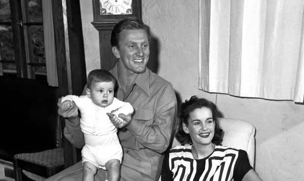 FILE – In this Sept. 9, 1947 file photo, actors Kirk and Diana Douglas pose with their second...