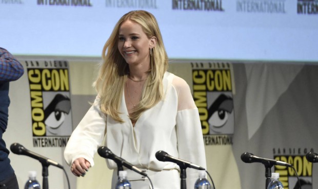 Jennifer Lawrence walks onstage at the “X-Men: Apocalypse” panel on day 3 of Comic-Con ...