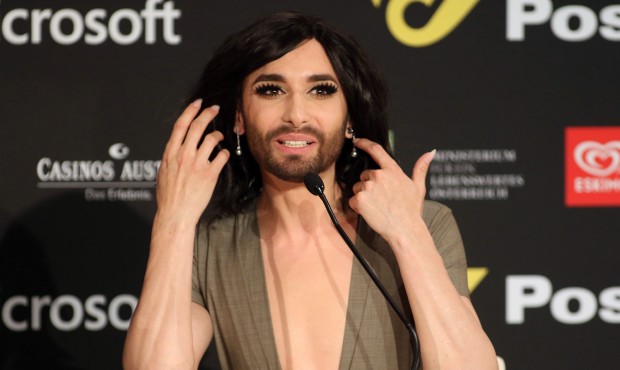Austria’s singer Conchita Wurst speaks during a press conference at the Eurovision Song Conte...