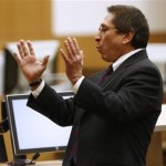 Prosecutor Juan Martinez addresses the jury on Wednesday, May 15, 2013, during the sentencing phase of the Jodi Arias murder trial at Maricopa County Superior Court in Phoenix. If the jury finds aggravating factors in her crime, Arias could be sentenced to death. (AP Photo/The Arizona Republic, Rob Schumacher, Pool)