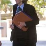 Attorney Judy Clark arrives at federal court Wednesday, Sept. 28, 2011 in Tucson, Ariz. Clark represents suspected shooter Jared Loughner, who is charged with shooting U.S. Rep. Garbrielle Giffords, D-Ariz., and 18 others in January. Loughner was in court to face a mental competency hearing. (AP Photo/Matt York)