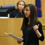 Jodi Arias addresses the jury on Tuesday, May 21, 2013 during the penalty phase of her murder trial at Maricopa County Superior Court in Phoenix, AZ. Jodi Arias was convicted of first-degree murder in the stabbing and shooting to death of Travis Alexander, 30, in his suburban Phoenix home in June 2008. (AP Photo/The Arizona Republic, Rob Schumacher, Pool)
