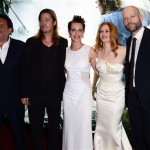 From left Ludi Boeken, Brad Pitt, Daniella Kertesz, Mireille Enos and Marc Forster arrive at the World Premiere of 'World War Z' at the Empire Cinema in London on Sunday June 2nd, 2013. (Photo by Jon Furniss/Invision/AP Images)