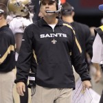 New Orleans Saints coach Sean Payton watches from the sidelines during the first half of the NFL football season opener against the Minnesota Vikings at the Louisiana Superdome in New Orleans on Thursday, Sept. 9, 2010. (AP Photo/Dave Martin)