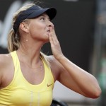 Russia's Maria Sharapova blows a kiss at the end of the final match against Australia's Samantha Stosur at the Italian Open tennis tournament in Rome, Sunday, May 15, 2011. Maria Sharapova stormed to a 6-2, 6-4 win over Sam Stosur in the Italian Open final Sunday for the biggest clay-court title of her career. (AP Photo/Gregorio Borgia)