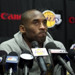 Los Angeles Lakers' Kobe Bryant listens to a question from the media during his exit interview at the Lakers' practice facility in El Segundo, Calif., Wednesday, May 11, 2011. The Lakers were swept by the Dallas Mavericks in the second round of the NBA playoffs. (AP Photo/Jae C. Hong)