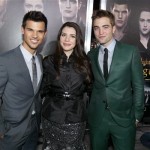 From left, Taylor Lautner, Stephenie Meyer, and Robert Pattinson attend the world premiere of "The Twilight Saga: Breaking Dawn Part II" at the Nokia Theatre on Monday, Nov. 12, 2012, in Los Angeles. (Photo by Matt Sayles/Invision/AP)