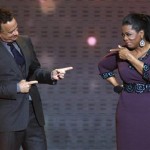 Tom Hanks talks to Oprah Winfrey during a star-studded double-taping of "Surprise Oprah! A Farewell Spectacular," Tuesday, May 17, 2011, in Chicago. "The Oprah Winfrey Show" is ending its run May 25, after 25 years, and millions of her fans around the globe are waiting to see how she will close out a show that spawned a media empire. (AP Photo/Charles Rex Arbogast)