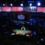 Dealer Shawn Harris waits for play to begin between the final two players during the final table of the World Series of Poker, Monday, Nov. 8, 2010 in Las Vegas. (AP Photo/Isaac Brekken)