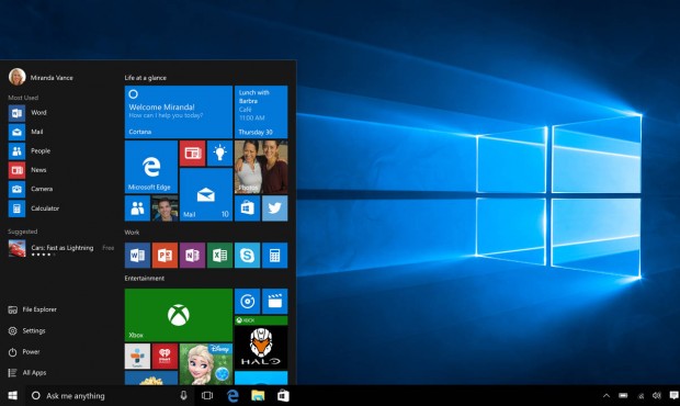 This screen shot provided by Microsoft shows the Start page in Windows 10. With Windows 10, the sta...